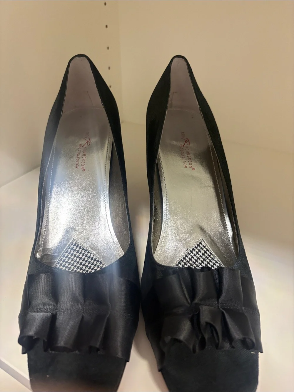 Ros Hommerson Black Peep-Toe Heels with Bow Accent - Picture 6 of 6